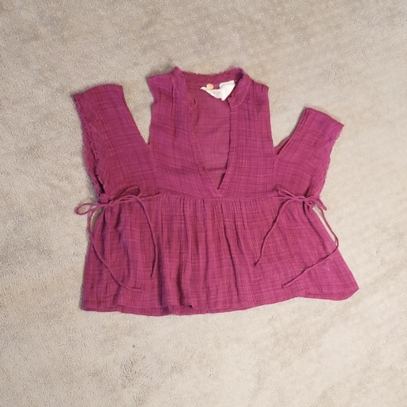 Purple Shoulder Hanging Linen Shirt - Picture 2 of 2
